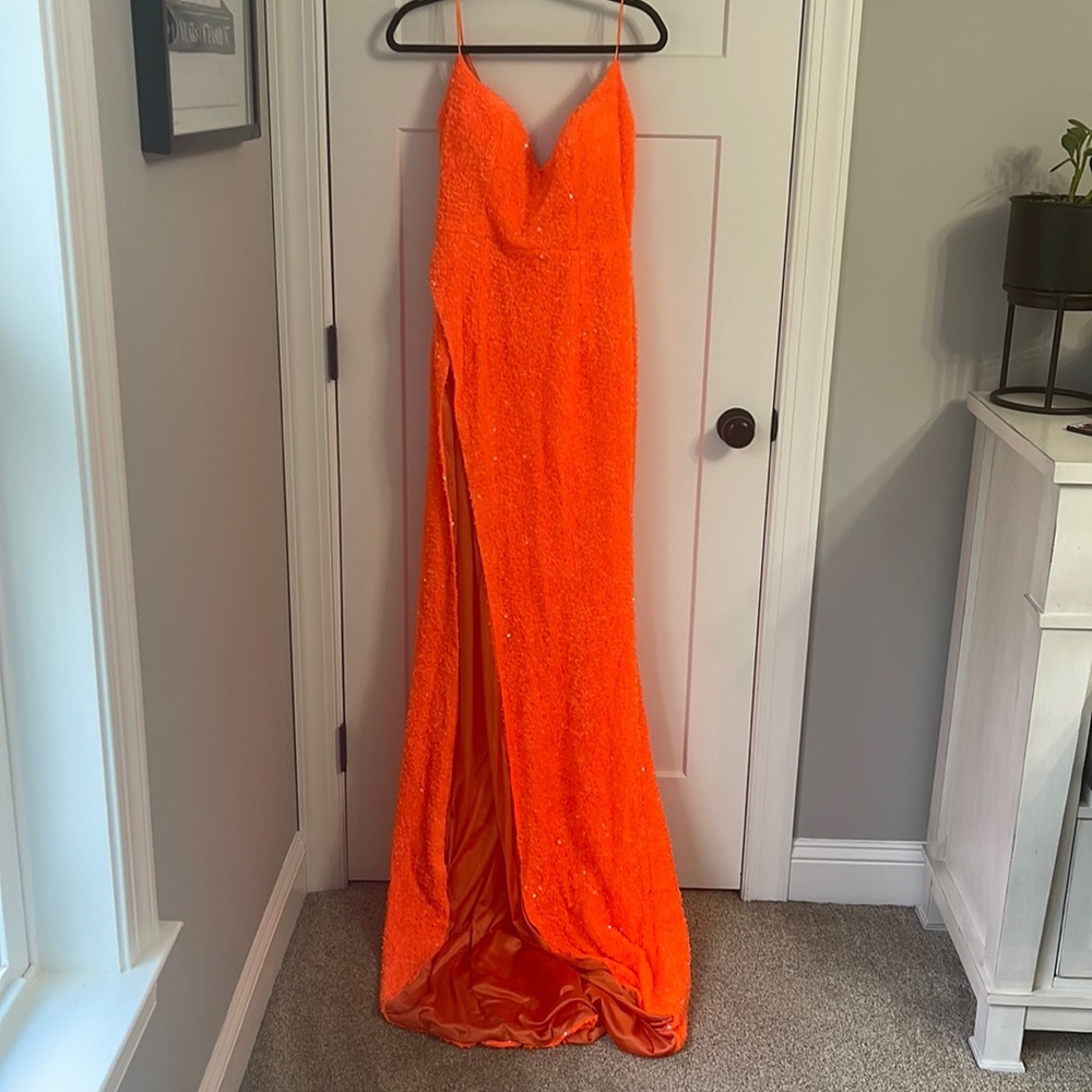 Vibrant orange Prom or formal Dress